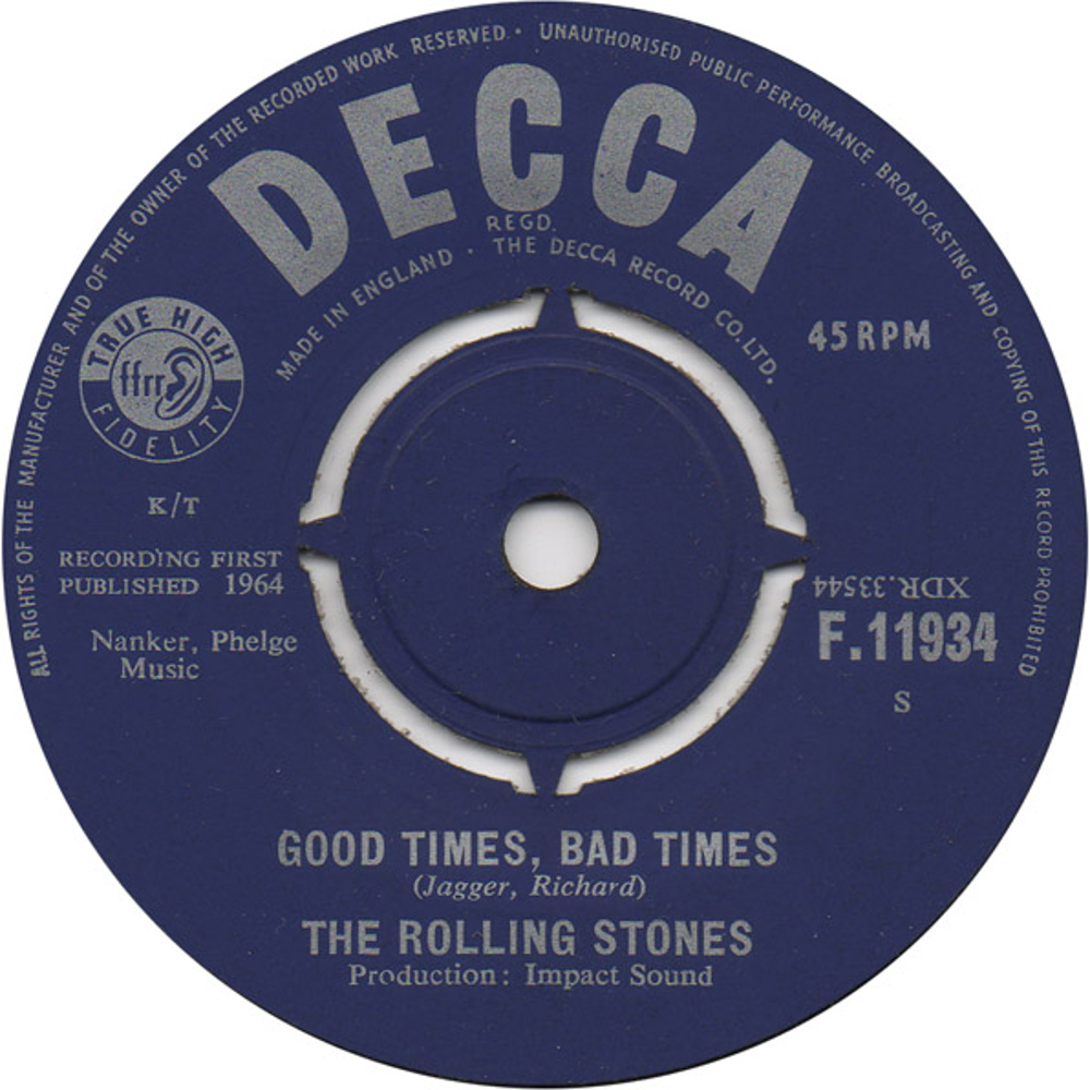 The Rolling Stones - It's All Over Now / Good Times, Bad Times (1964)