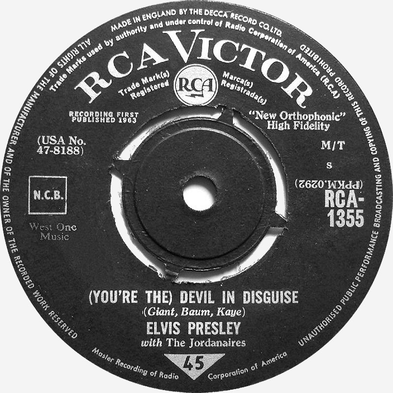 Elvis Presley With The Jordanaires / (You're The) Devil In Disguise (USA)