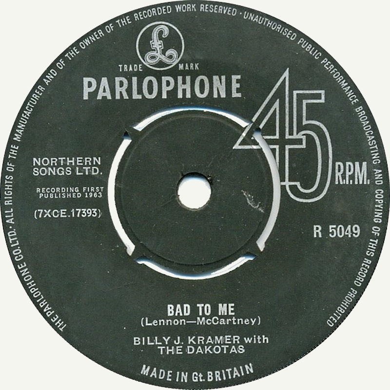 Billy J. Kramer With The Dakotas / Bad To Me (UK)