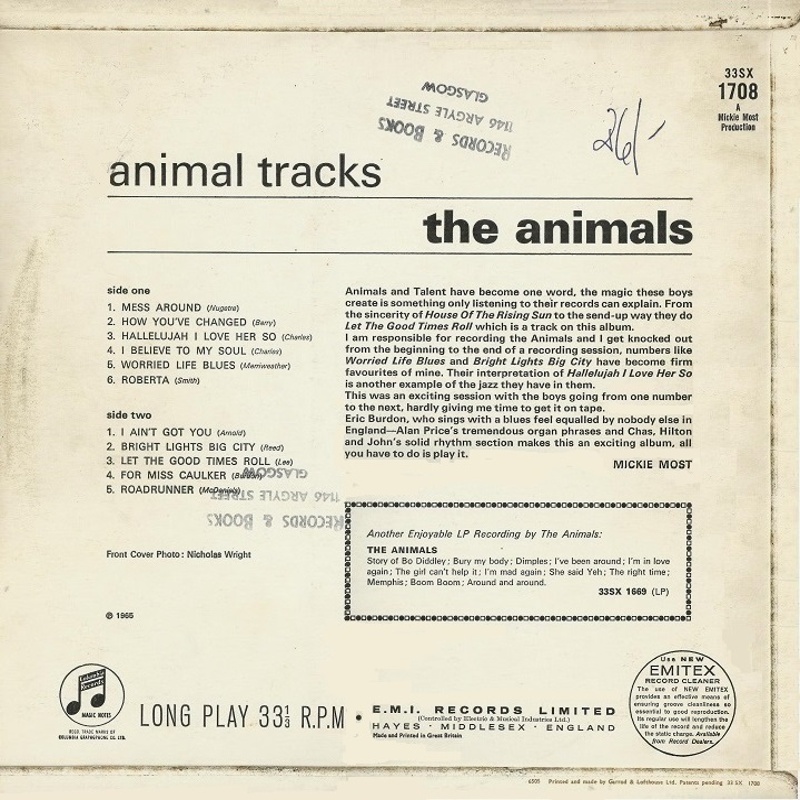 ANIMAL TRACKS by The Animals (1965) Columbia (UK)