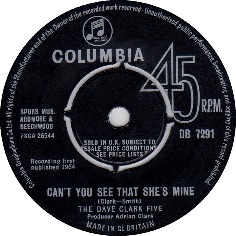 Can't You See That She's Mine / Because (Columbia) 1964