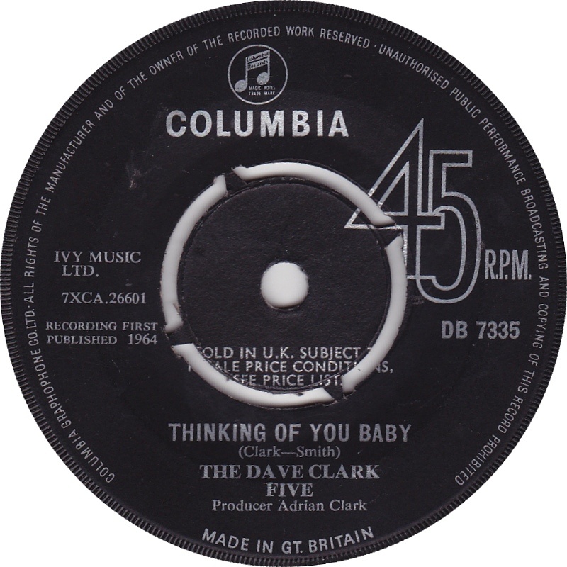Thinking Of You Baby / Whenever You're Around (Columbia) 1964