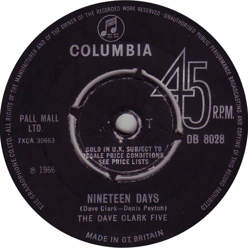 Nineteen Days / I Need Love (Columbia) 1966