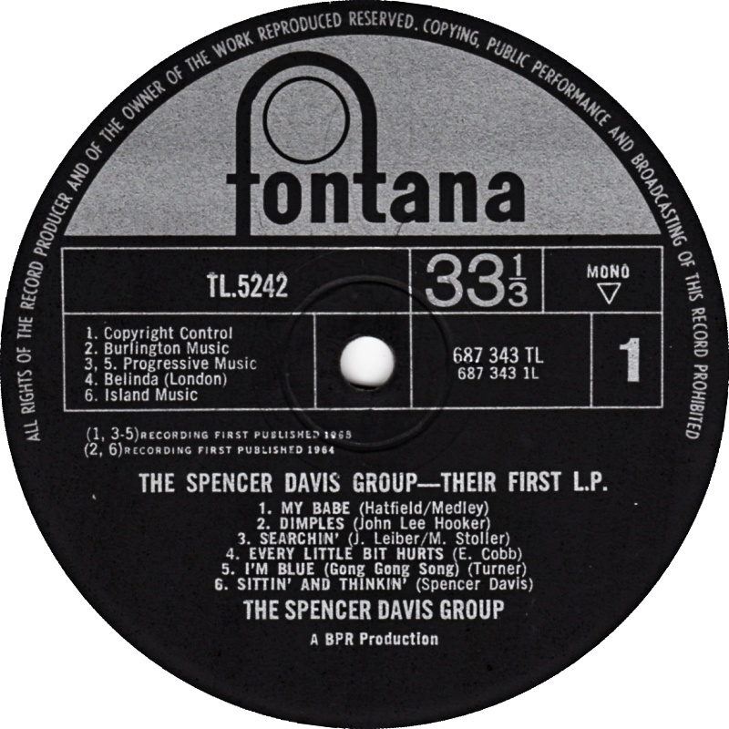 The Spencer Davis Group - THEIR FIRST LP / 1965