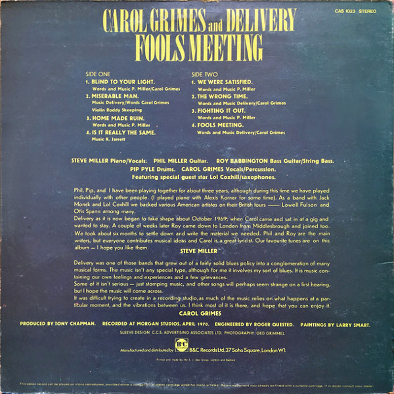 Carol Grimes And Delivery / FOOLS MEETING (B&C) 1970