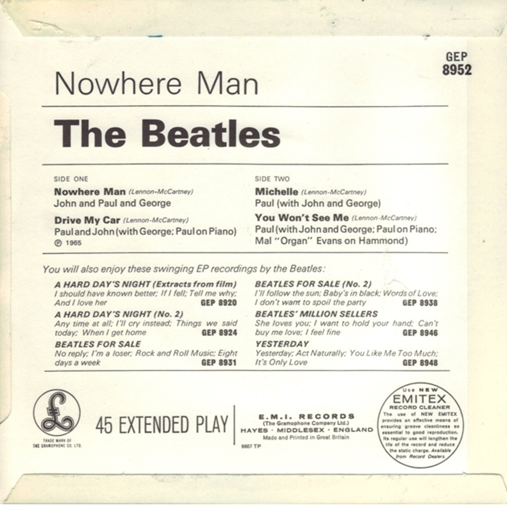 The Beatles / Nowhere Man (EP/Parlophone) 1966