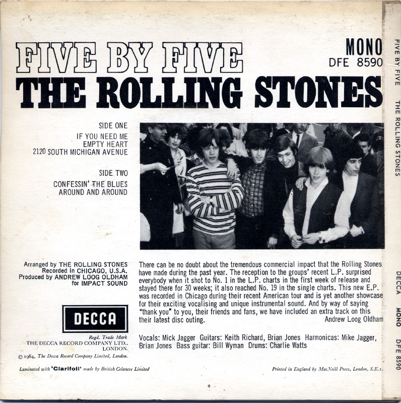 The Rolling Stones - FIVE BY FIVE (EP) / 1964 (Decca)