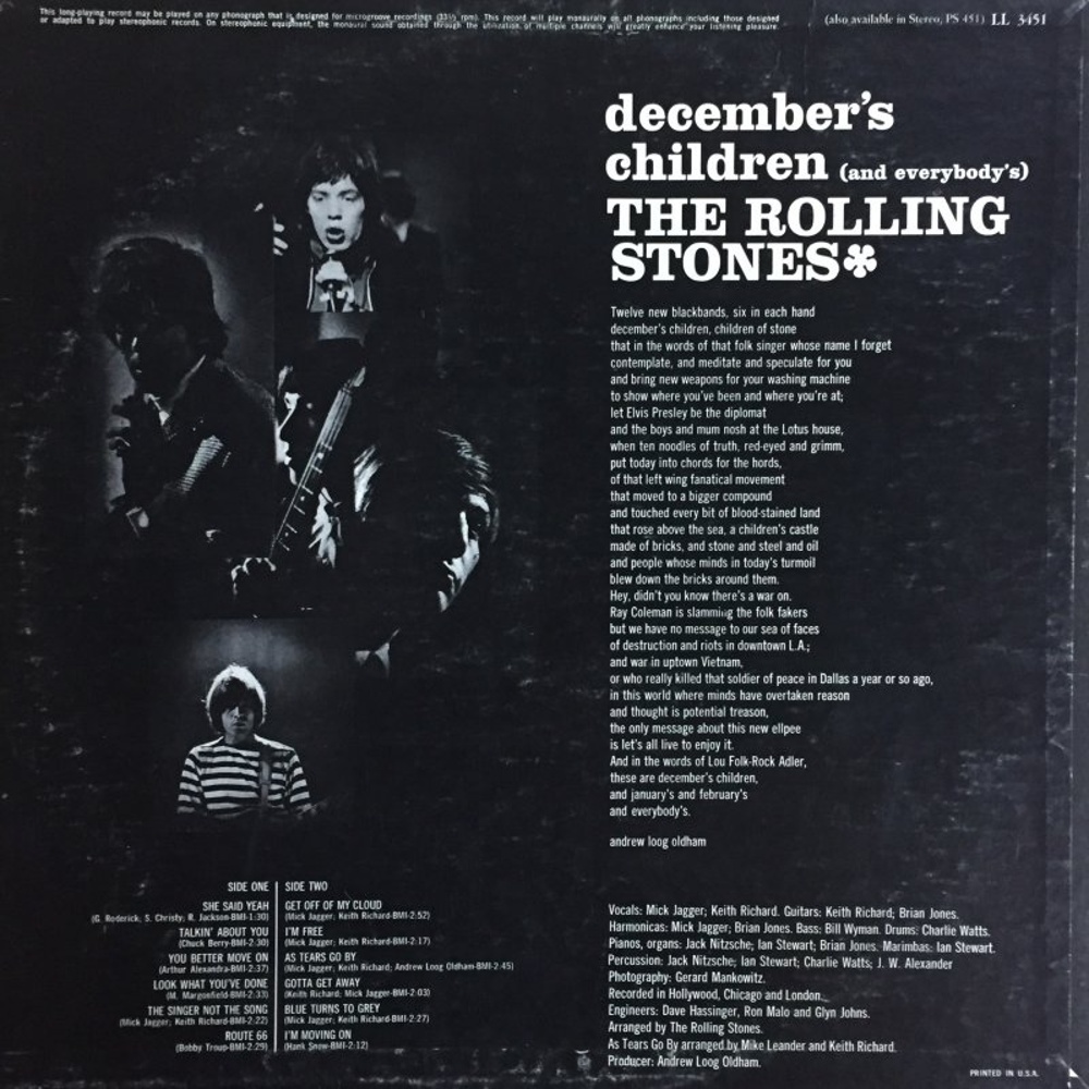 The Rolling Stones - DECEMBER'S CHILDREN (LP-USA #5) / 1965 (London)